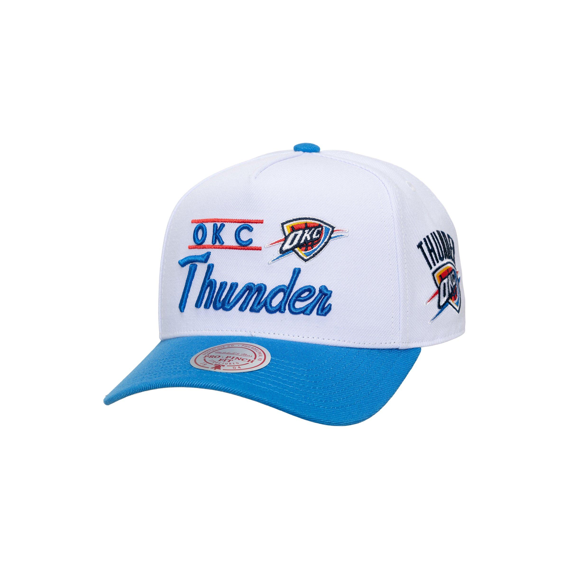 Mitchell & Ness Oklahoma City Thunder Bill Smack Snapback Hat - White/Blue - WHITE/BLUE